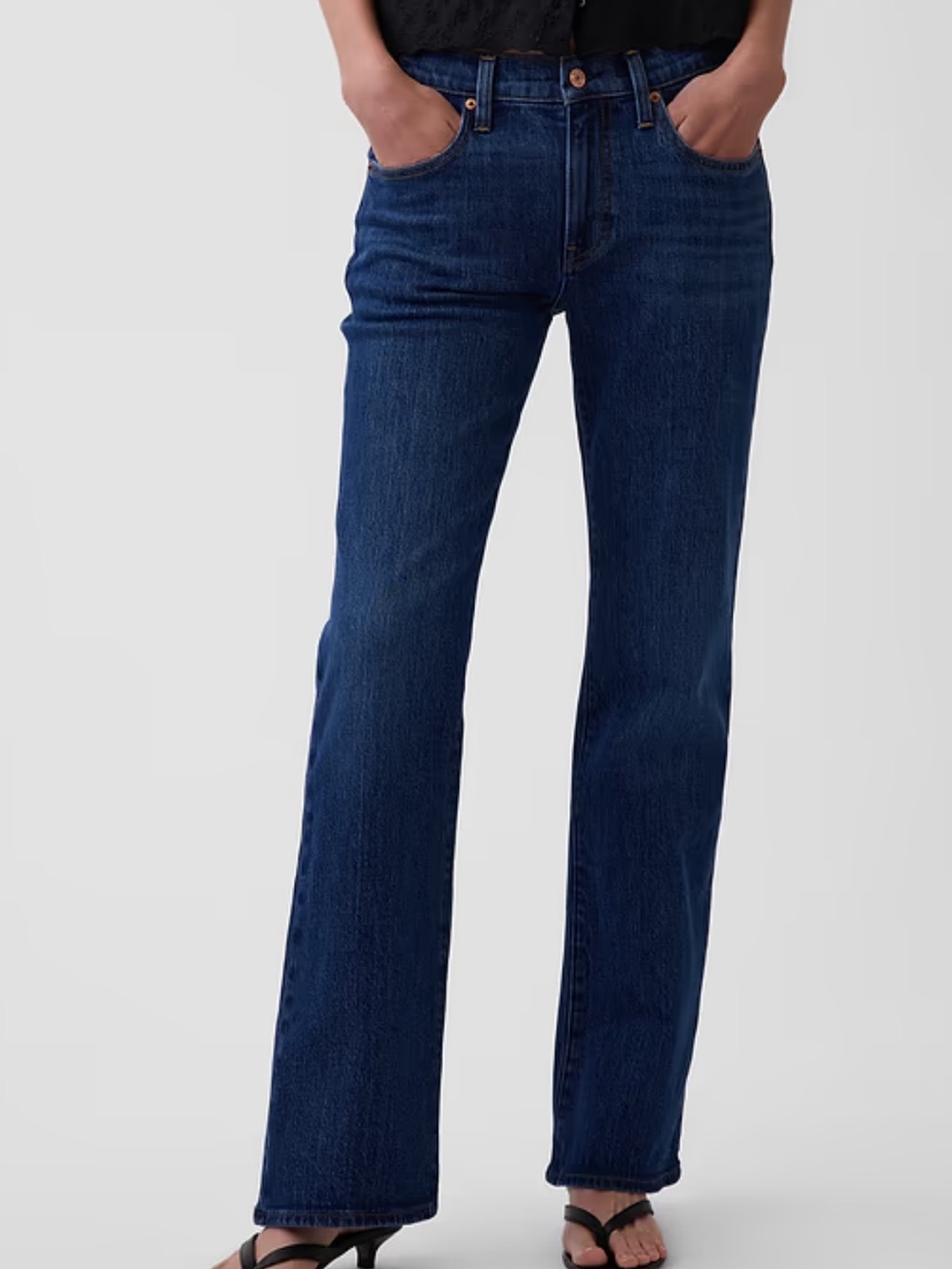 GAP Women'sid rise perfect boot Dark Blue Flare Jeans